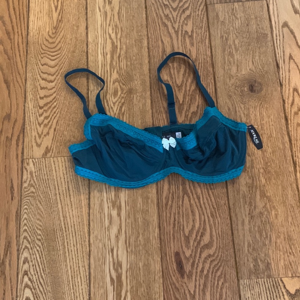 Adore Me Teal and Dark Teal Lace Underwire Bra